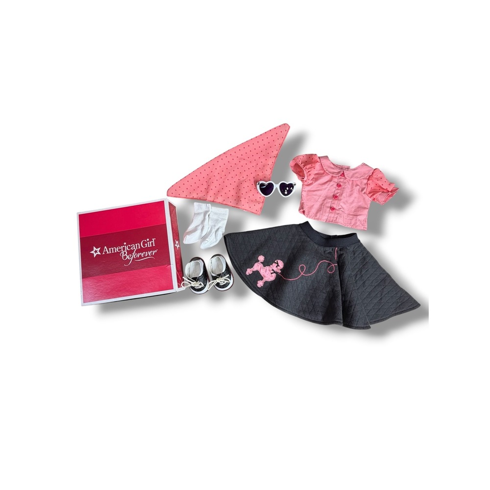 American Girl Beforever Maryellen Poodle Skirt Outfit 50's CMC47-AF1A Pink Black